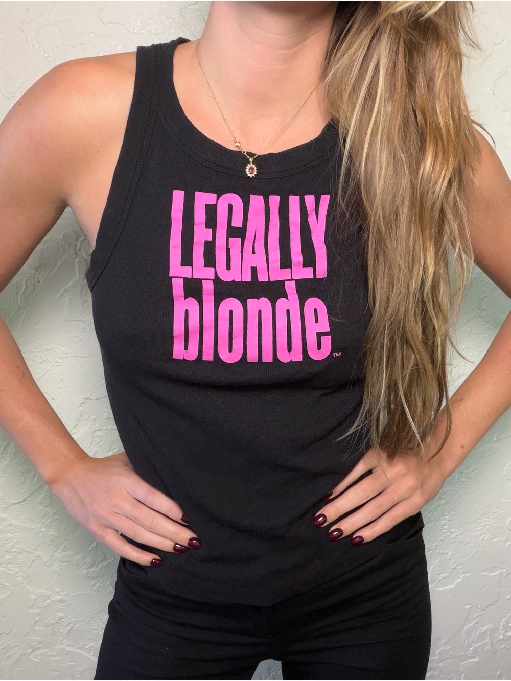 Legally Blonde Graphic Black Tank Top with Pink Logo